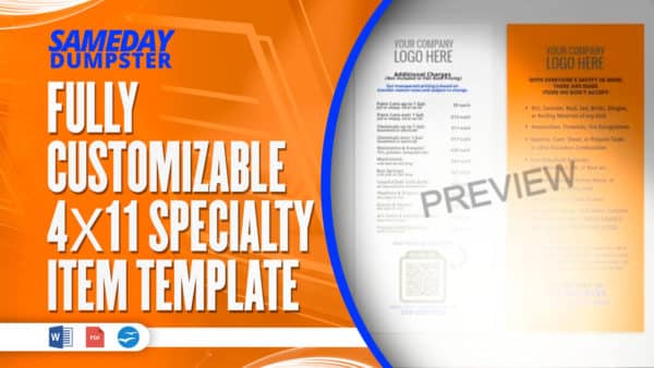 Fully Customizable 4x11 Specialty Item Template
